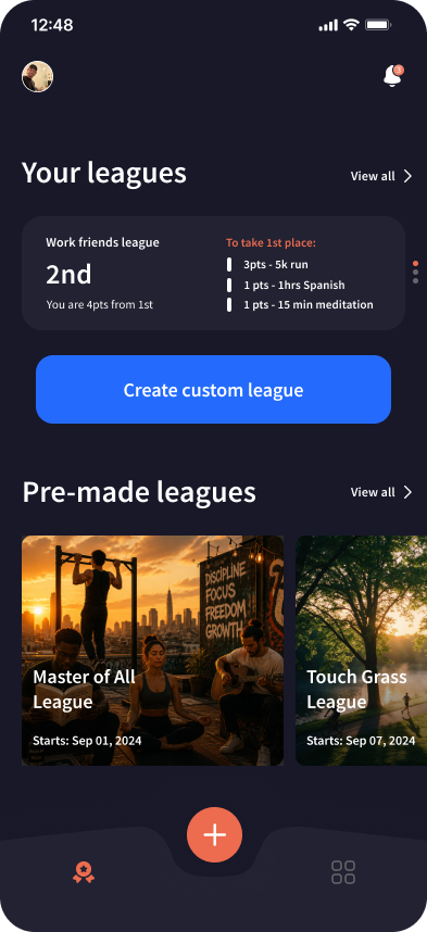GoProveIt home screen showing your live leagues